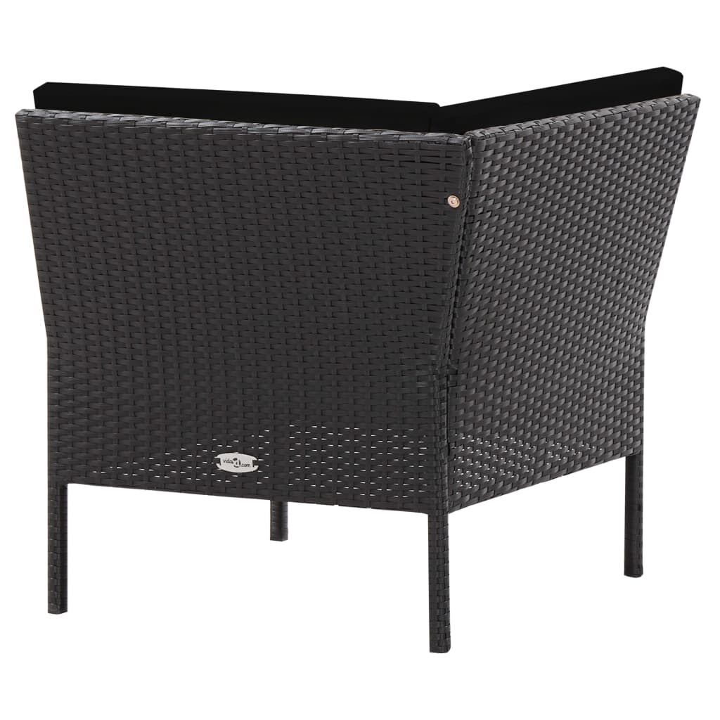 vidaXL 6 Piece Garden Lounge Set with Cushions Poly Rattan Black