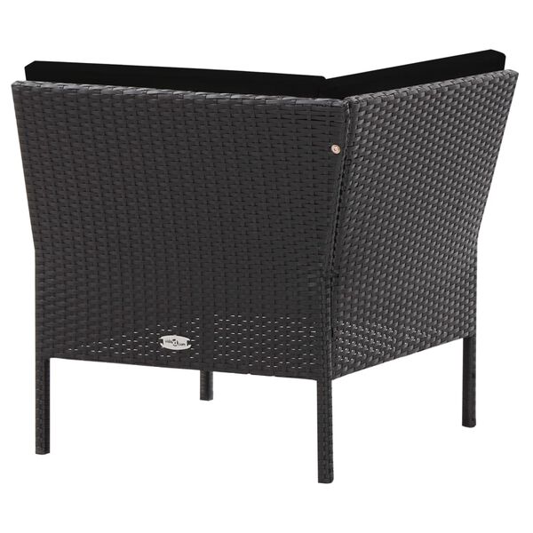 vidaXL 6 Piece Garden Lounge Set with Cushions Poly Rattan Black