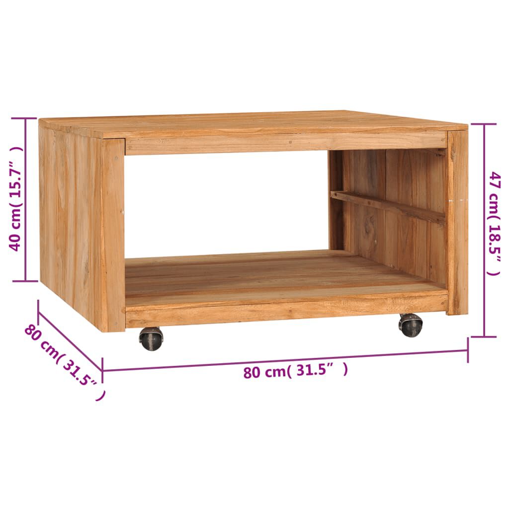 vidaXL Coffee Table 80x80x40 cm Solid Teak Wood