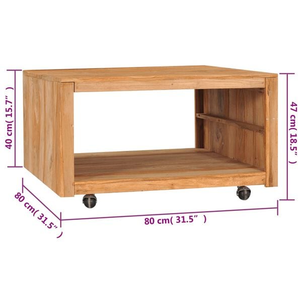 vidaXL Coffee Table 80x80x40 cm Solid Teak Wood