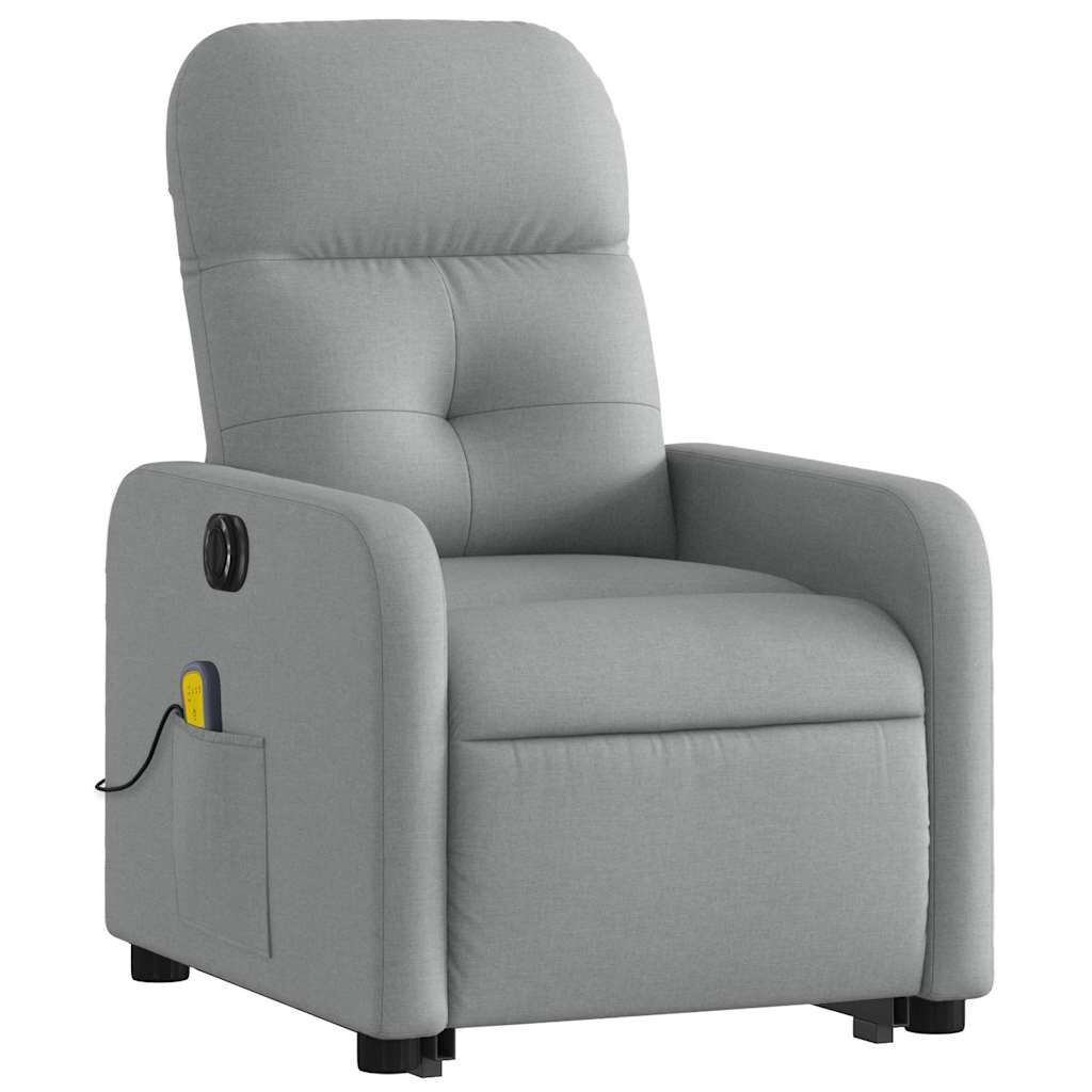 vidaXL Electric Stand up Massage Recliner Chair Light Grey Fabric