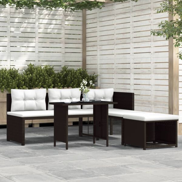 vidaXL 4 Piece Garden Lounge Set Poly Rattan Brown