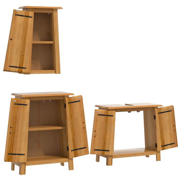 vidaXL 3 Piece Bathroom Furniture Set Solid Wood Pine