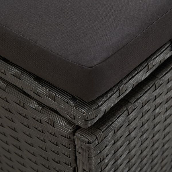vidaXL Sun Bed with Cushions Poly Rattan Black