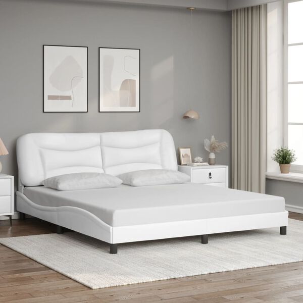 vidaXL Bed Frame without Mattress "Hvar" White 193x203 cm Faux Leather