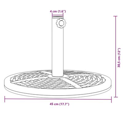 vidaXL Parasol Base for Ø38 / 48 mm Poles 12 kg Round