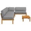 vidaXL Sofa Set with Cushion Plain Manual 5 pcs Grey Solid Acacia Wood