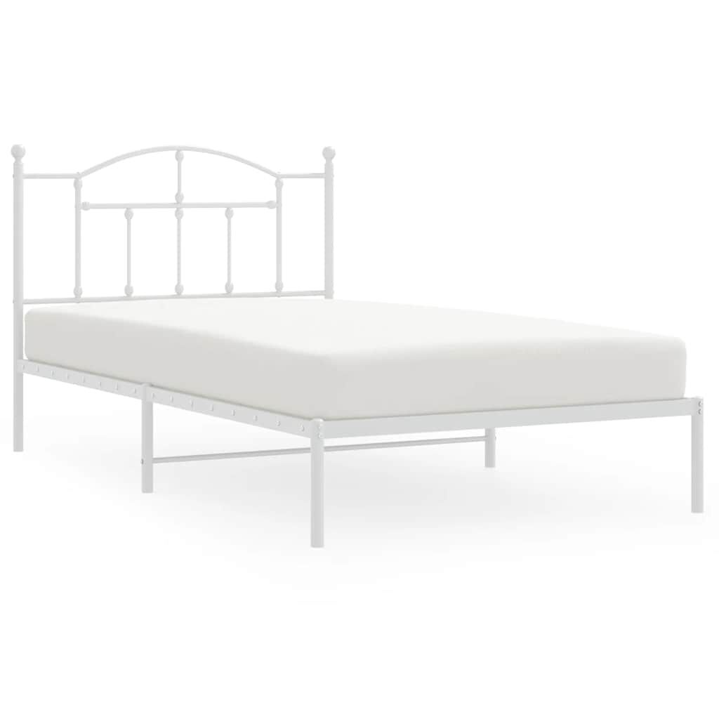 vidaXL Metal Bed Frame without Mattress with Headboard White 100x200cm