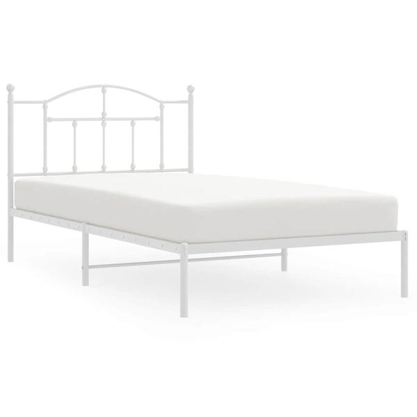 vidaXL Metal Bed Frame without Mattress with Headboard White 100x200cm