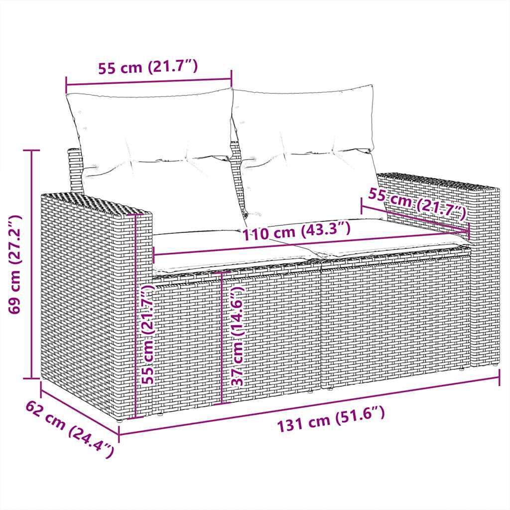 vidaXL 8 Piece Garden Sofa Set with Cushions Beige Poly Rattan