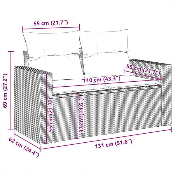vidaXL 8 Piece Garden Sofa Set with Cushions Beige Poly Rattan