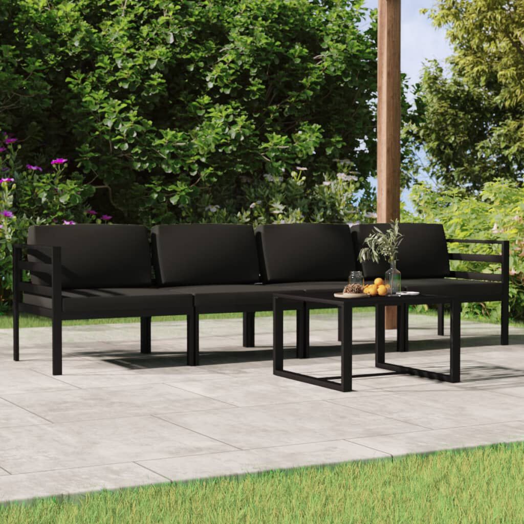 vidaXL 5 Piece Garden Lounge Set with Cushions Aluminium Anthracite