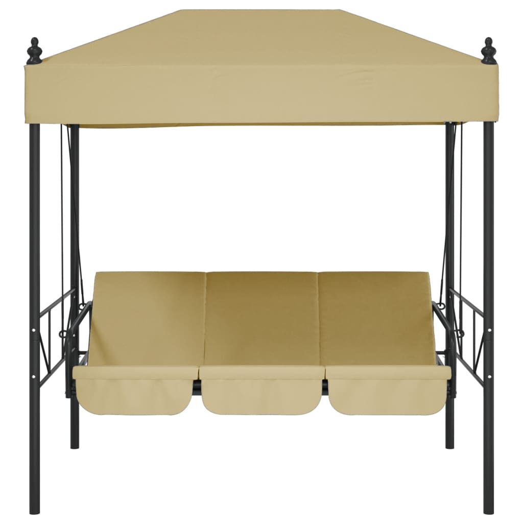 vidaXL Garden Swing Bench with Canopy Sand Steel