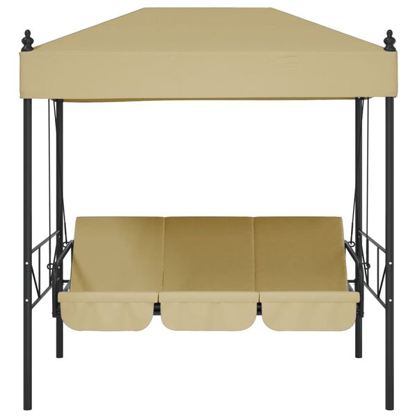 vidaXL Garden Swing Bench with Canopy Sand Steel