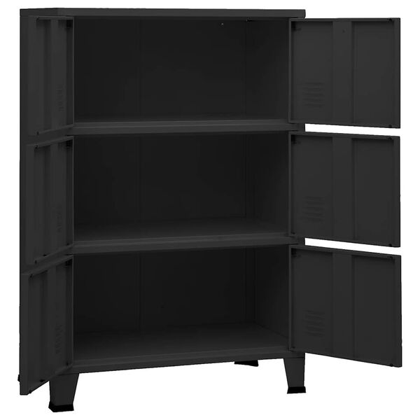 vidaXL Industrial Storage Chest Black 75x40x115 cm Metal
