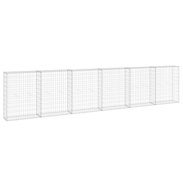 vidaXL Gabion Wall with Covers Galvanised Steel 300x30x100 cm
