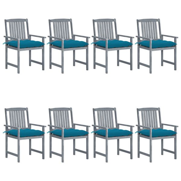 vidaXL Garden Chairs with Cushions 8 pcs Solid Acacia Wood Grey