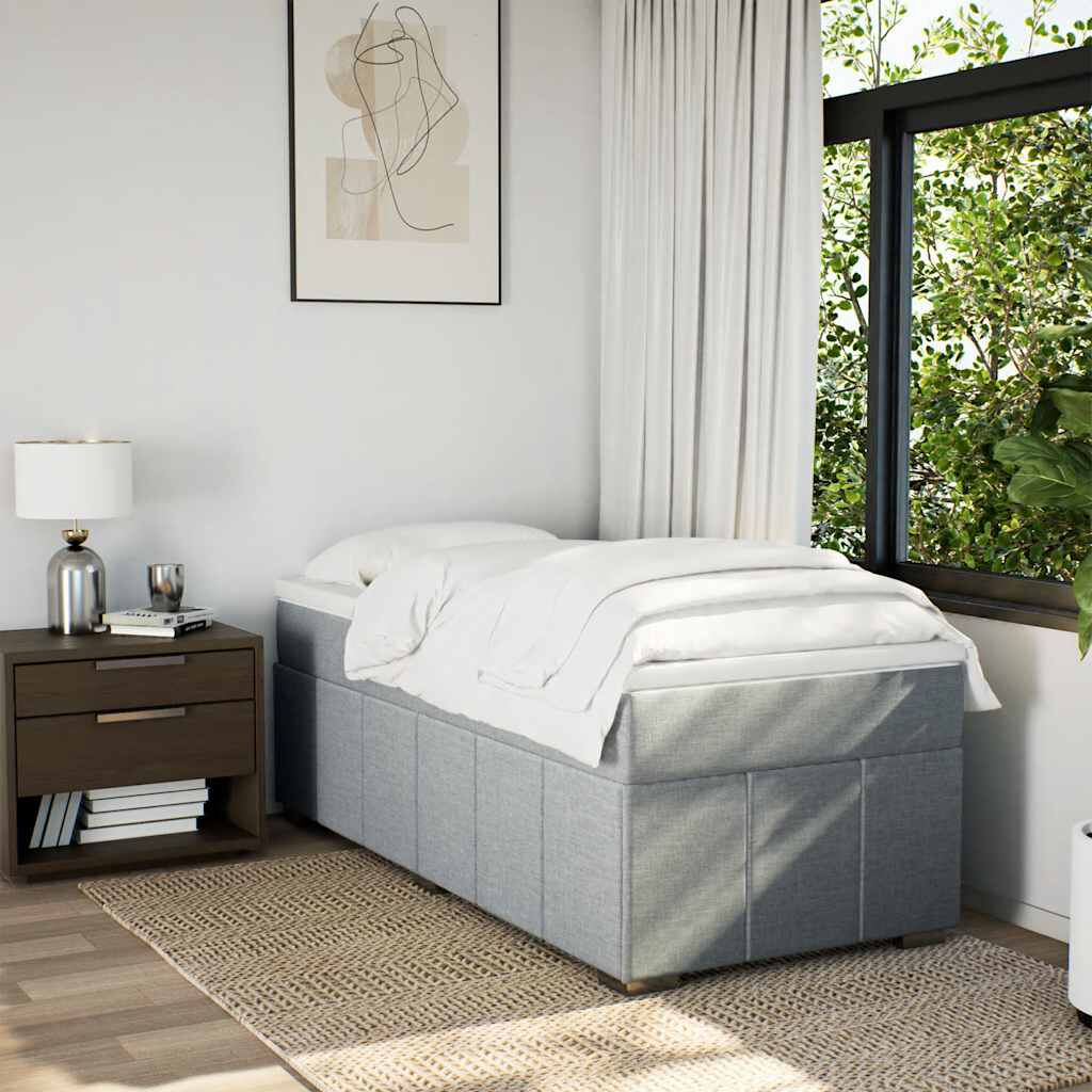 vidaXL Box Spring Bed with Mattress Light Grey Twin XL Fabric