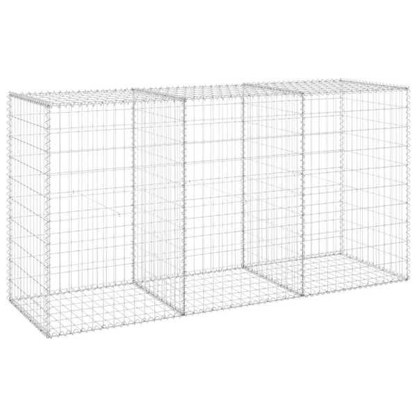 vidaXL Gabion Wall with Covers Galvanised Steel 200x60x100 cm
