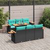 vidaXL 7 Piece Garden Sofa Set with Cushions Black Poly Rattan