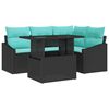 vidaXL Garden Sofa Set with Cushion 5 pcs Black and Turquoise