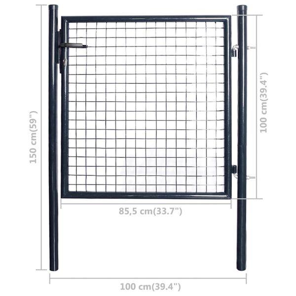 vidaXL Mesh Garden Gate Galvanised Steel 85.5x100 cm Grey