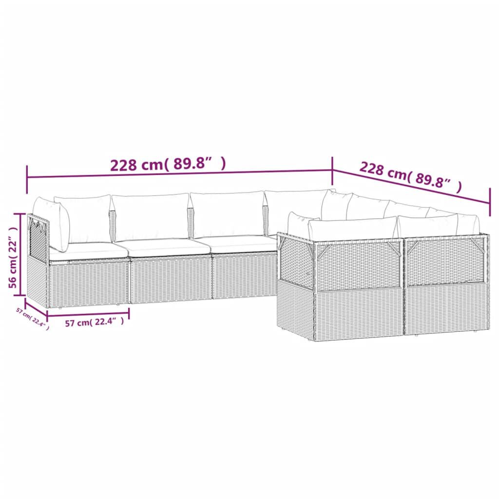 vidaXL 8 Piece Garden Lounge Set with Cushions Grey Poly Rattan