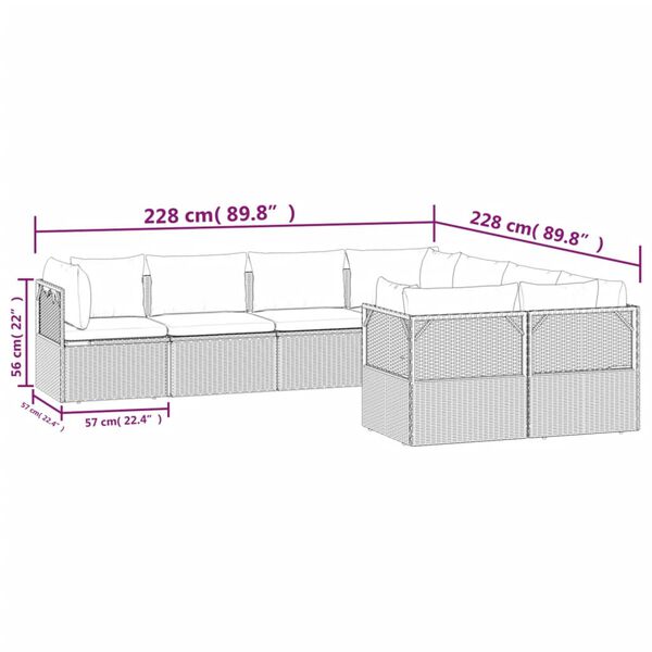vidaXL 8 Piece Garden Lounge Set with Cushions Grey Poly Rattan