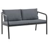 vidaXL 2 Seater Garden Bench with Cushions Grey Aluminium