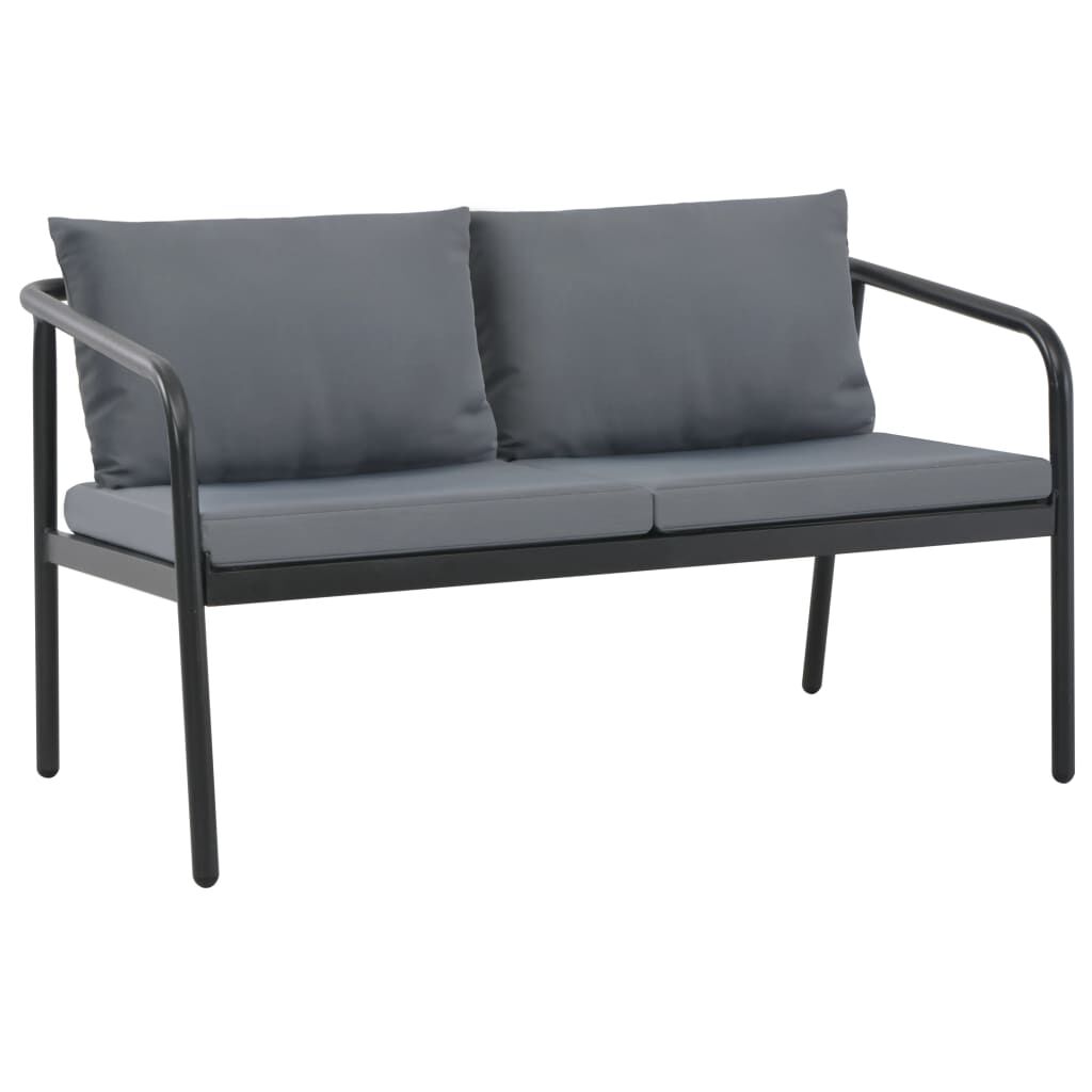 vidaXL 2 Seater Garden Bench with Cushions Grey Aluminium