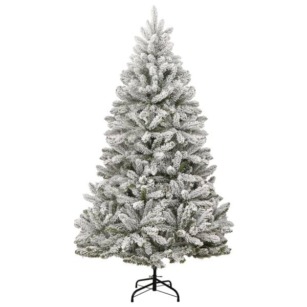 vidaXL Artificial Hinged Christmas Tree 300 LEDs & Flocked Snow 180 cm
