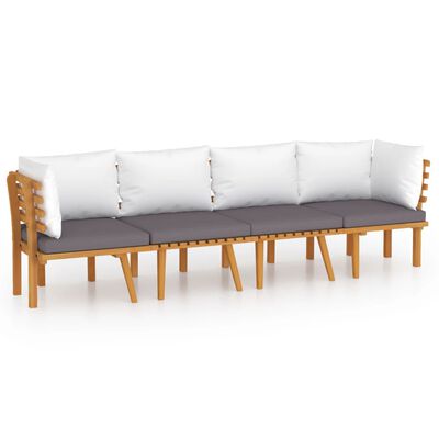 vidaXL 4 Piece Garden Lounge Set with Cushions Solid Acacia Wood