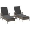 vidaXL Sun lounger Reclining 2 pcs Grey 35 x 35 x 32cm Poly Rattan