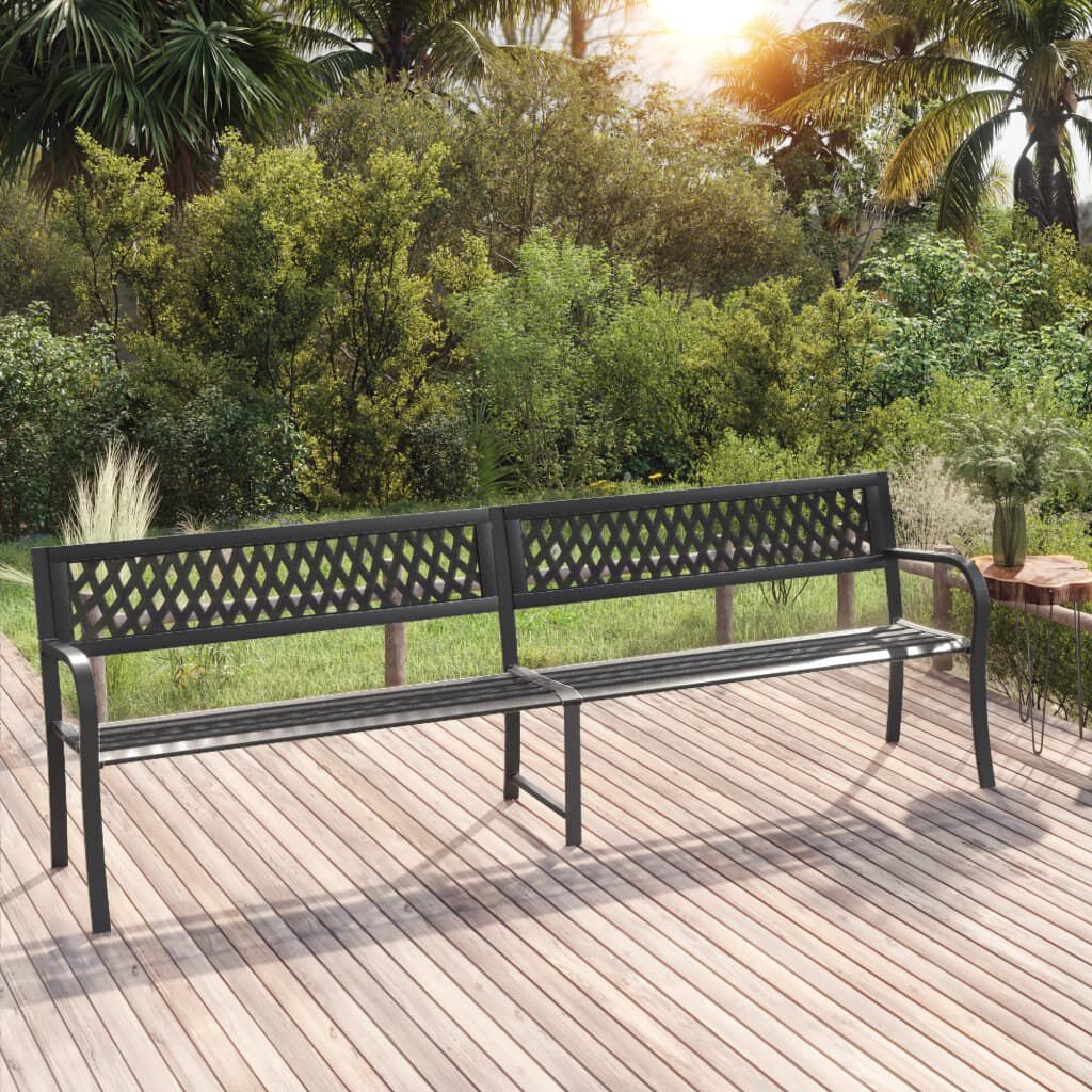 vidaXL Twin Garden Bench Black 237 cm Steel