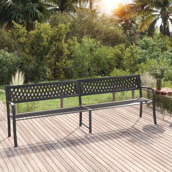 vidaXL Twin Garden Bench Black 237 cm Steel