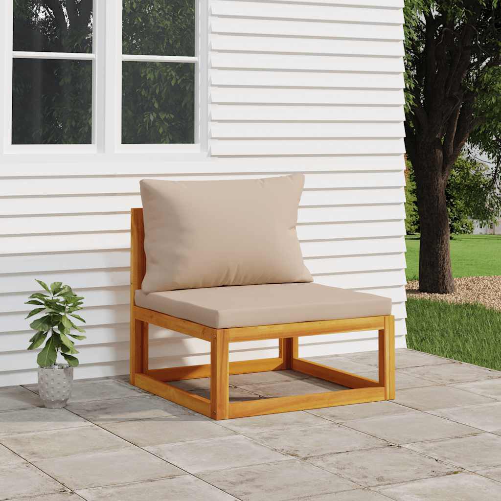 vidaXL Garden Middle Sofa with Taupe Cushions Solid Wood Acacia