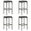 vidaXL 5 Piece Garden Bar Set with Cushions Poly Rattan Grey
