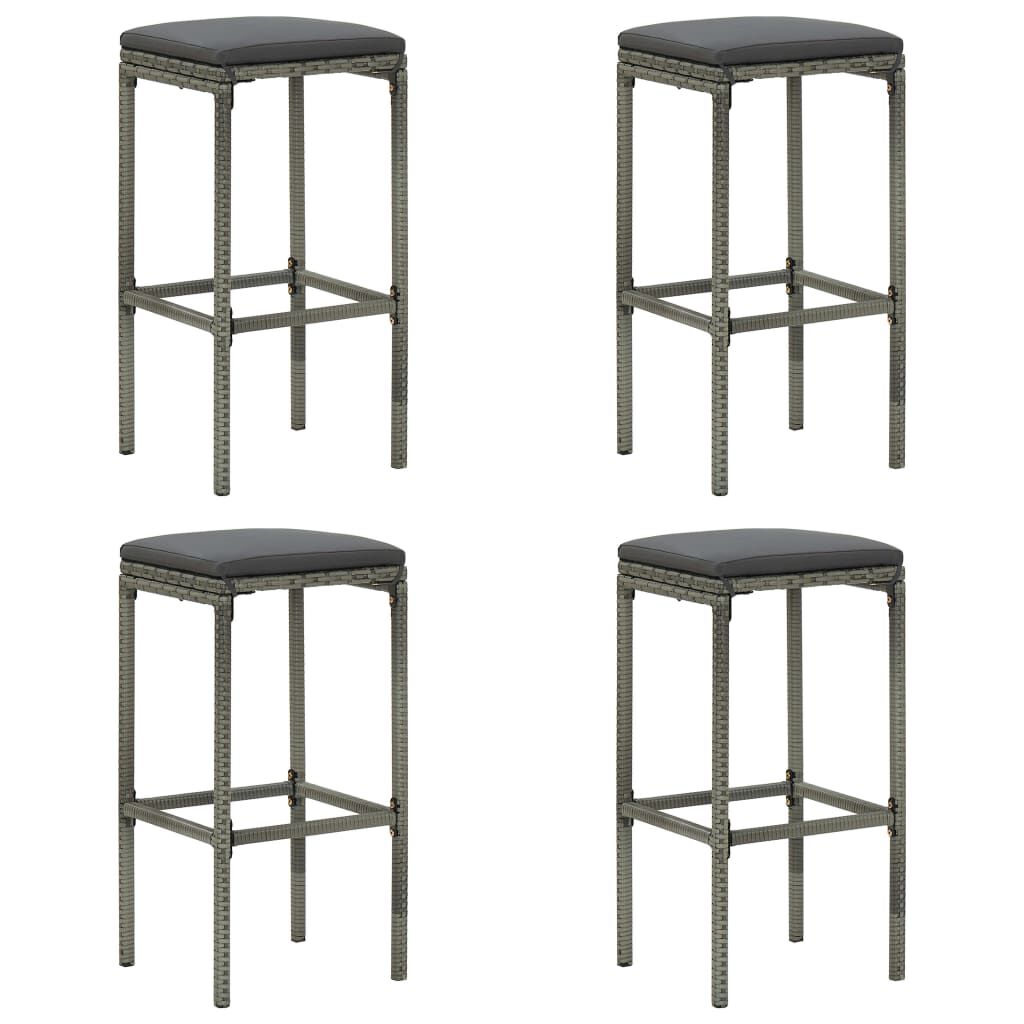 vidaXL 5 Piece Garden Bar Set with Cushions Poly Rattan Grey