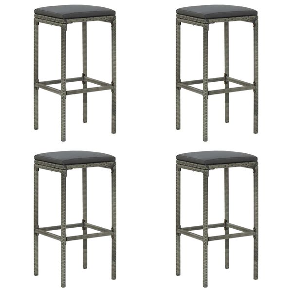 vidaXL 5 Piece Garden Bar Set with Cushions Poly Rattan Grey