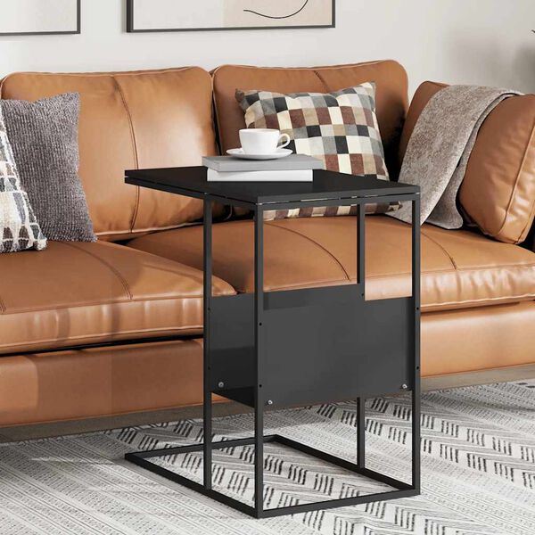 vidaXL Side Table Black 55x36x59.5 cm Engineered Wood