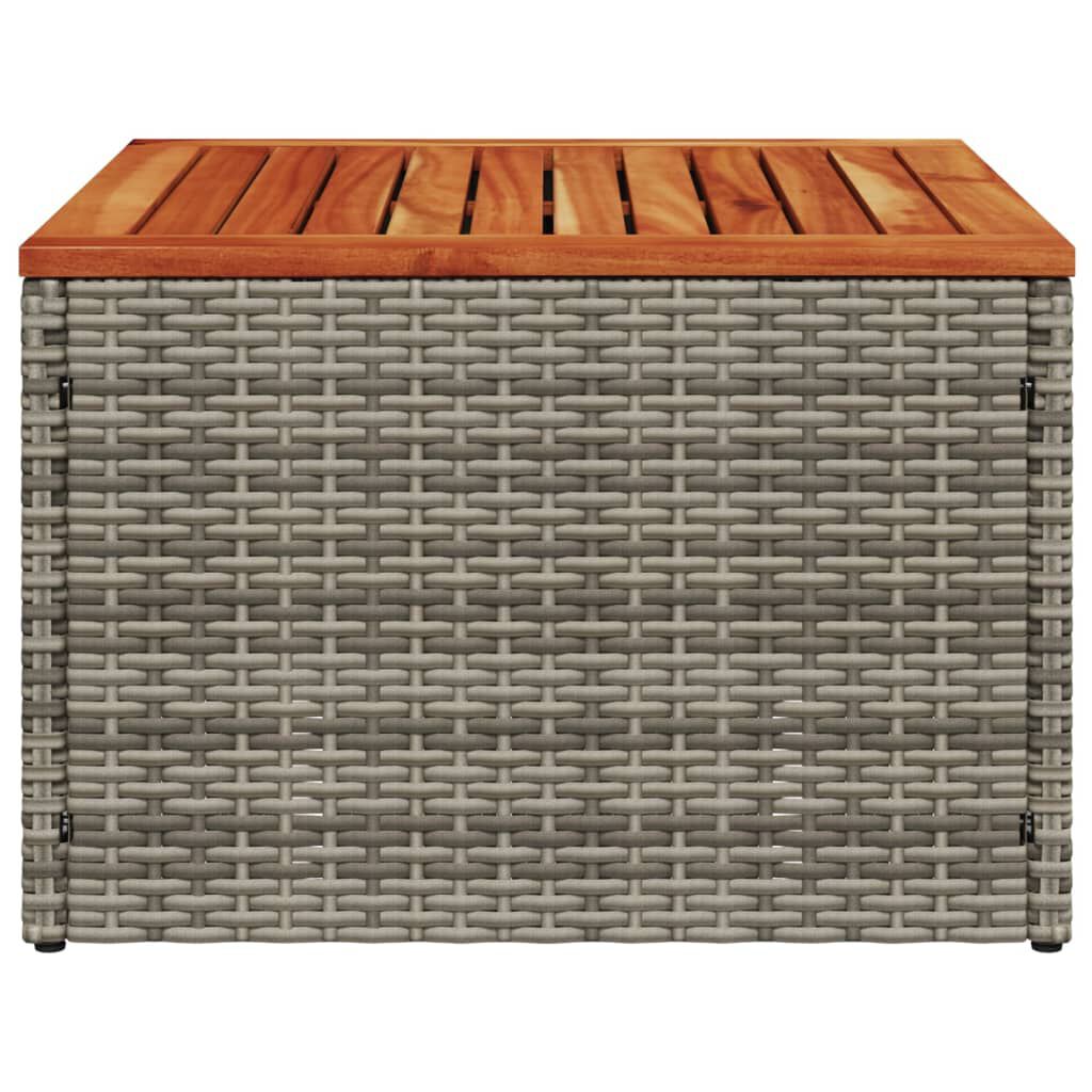 vidaXL Garden Table Grey 55x55x37 cm Poly Rattan and Acacia Wood