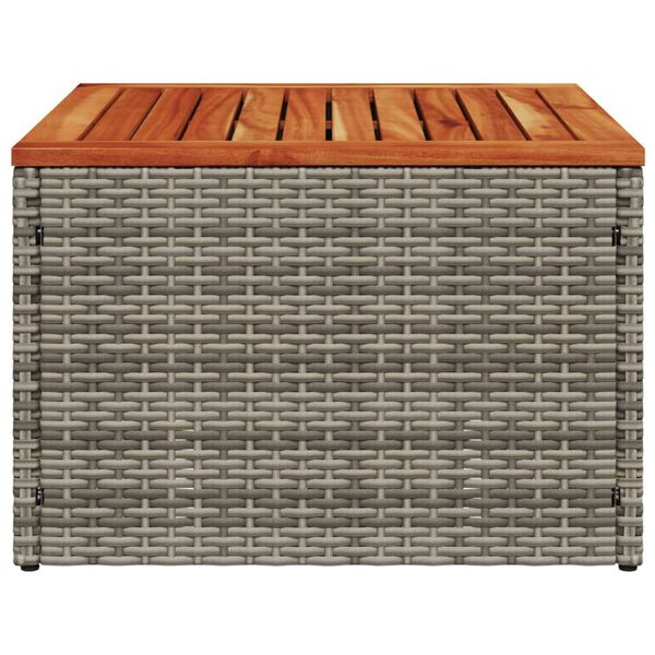 vidaXL Garden Table Grey 55x55x37 cm Poly Rattan and Acacia Wood