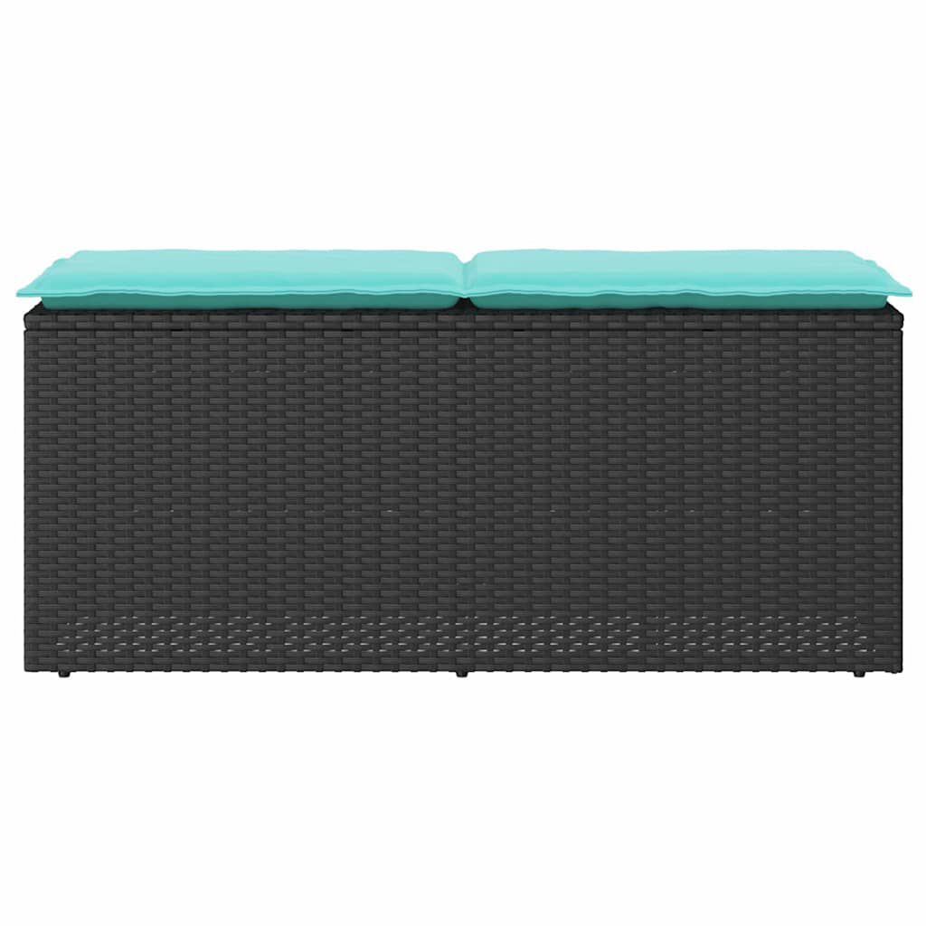 vidaXL Garden Bench with Cushion Black 110x40x44 cm Poly Rattan