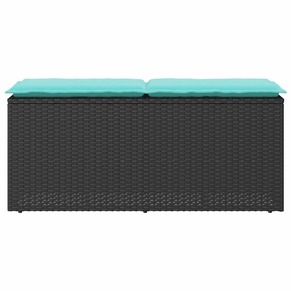 vidaXL Garden Bench with Cushion Black 110x40x44 cm Poly Rattan