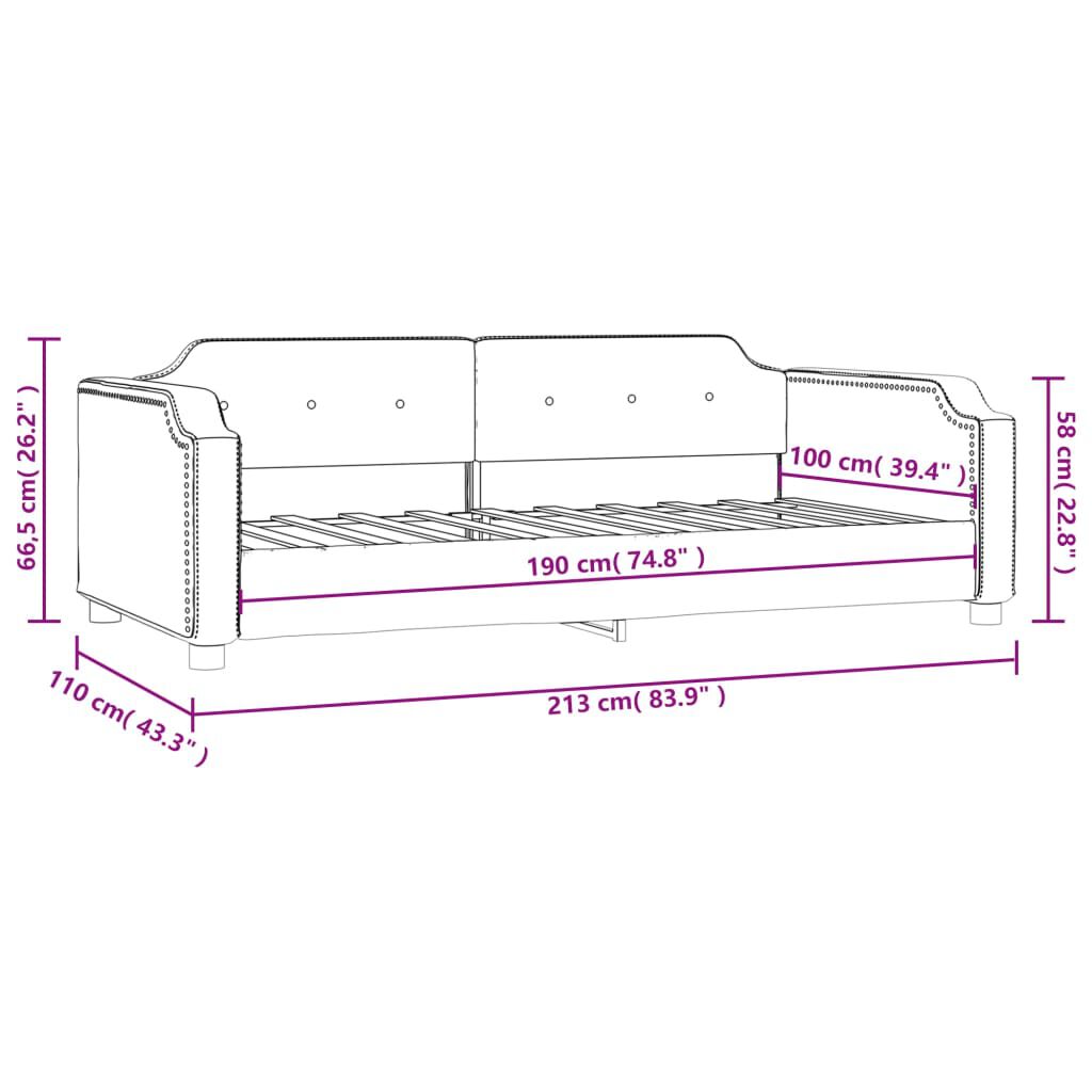 vidaXL Day Bed without Mattress Light Grey 100x190 cm Fabric
