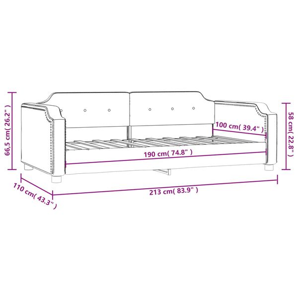 vidaXL Day Bed without Mattress Light Grey 100x190 cm Fabric