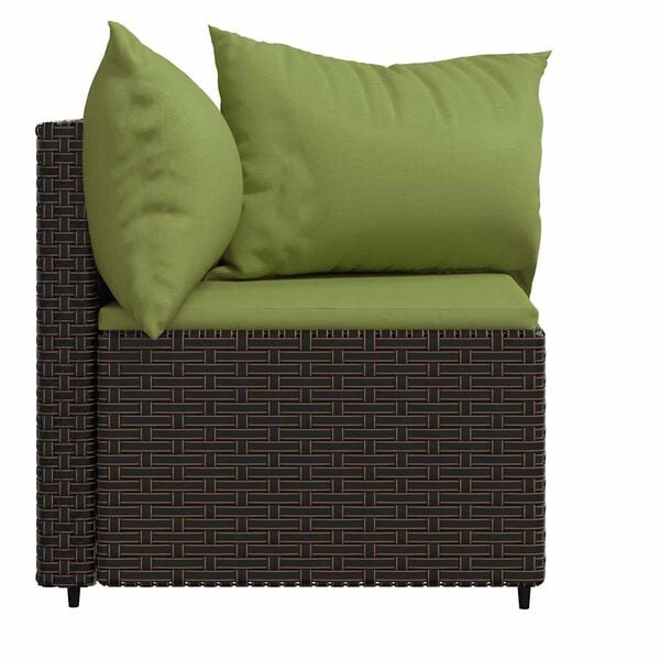 vidaXL Garden Corner Sofas with Cushions 2 pcs Brown Poly Rattan