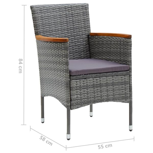 vidaXL 7 Piece Garden Dining Set Grey