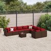vidaXL 10 Piece Garden Sofa Set with Cushions Brown Poly Rattan