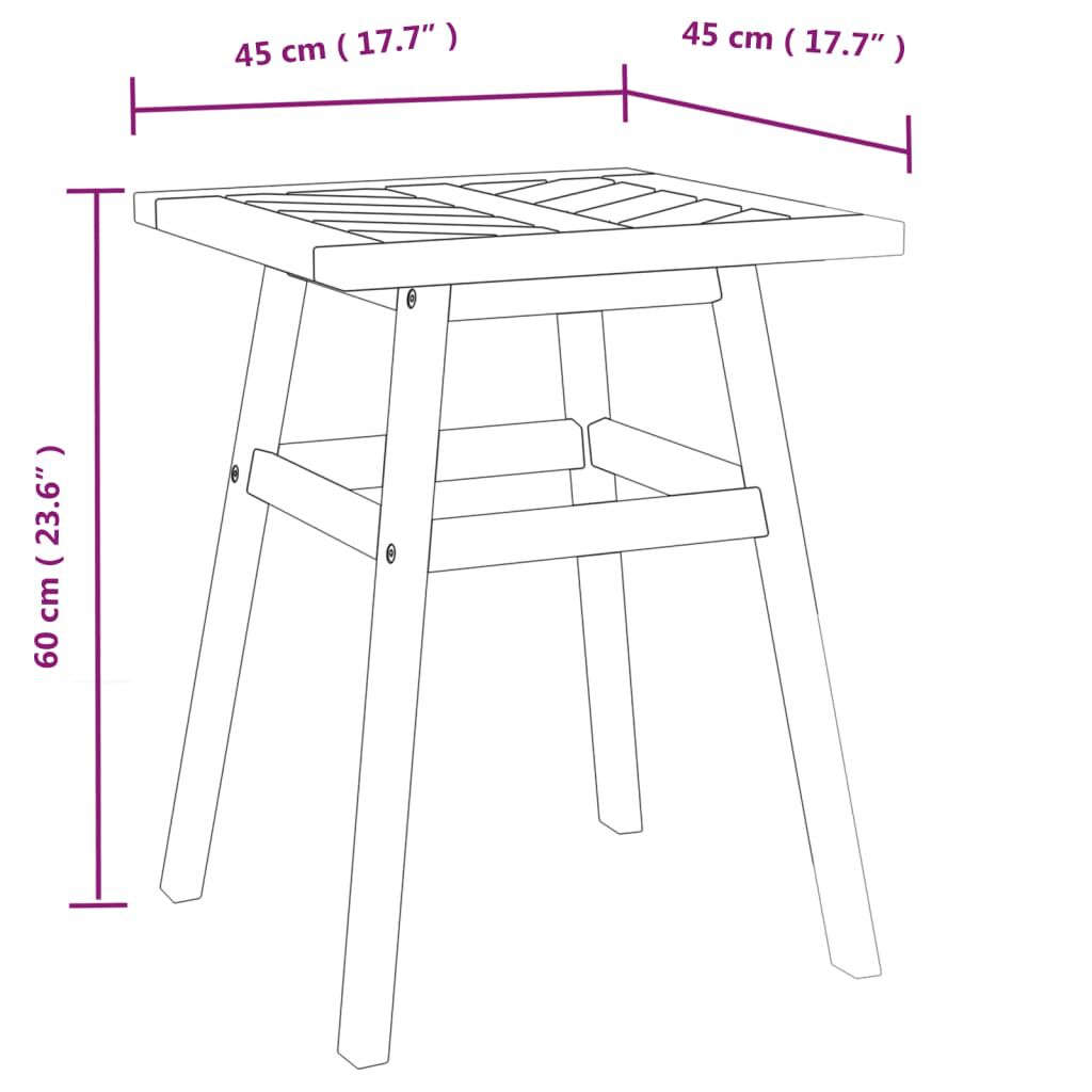 vidaXL Side Table 45x45x60 cm Solid Wood Acacia
